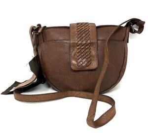 Vilenca Holland Leather Crossbody Shoulder Bag Cognac Brown 183 Woven Detail